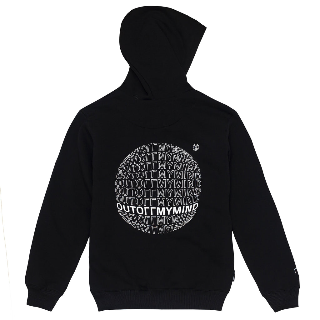 GLOBE ZIPPED HOODIE BLACK - outoffmymind