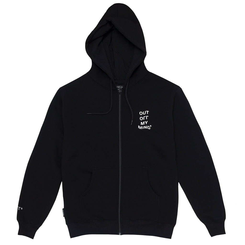 WAVE ZIPPED HOODIE BLACK - outoffmymind